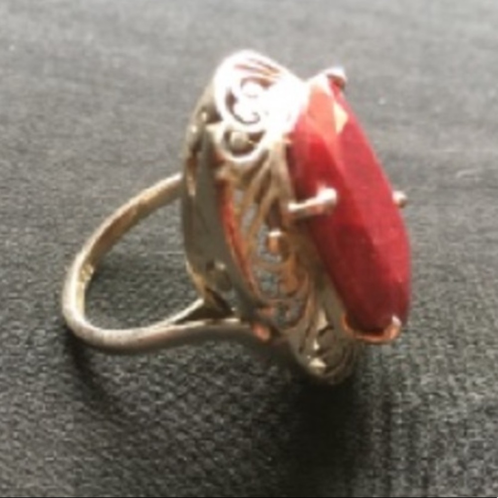 Large Natural Ruby-Sterling Silver Ring - image 2